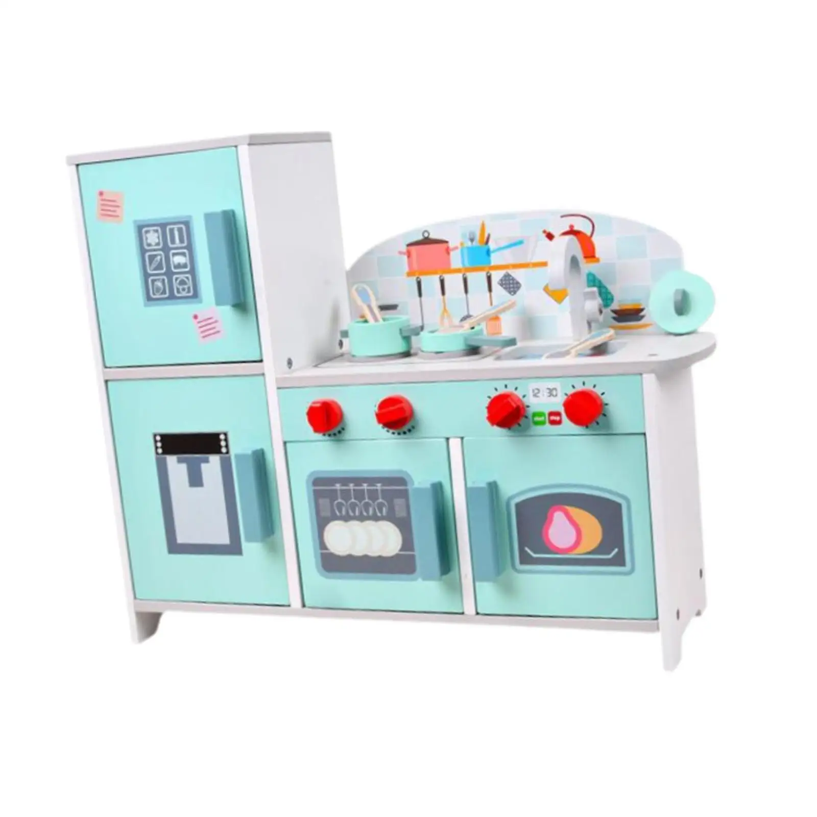 

Kids Play Kitchen Toy Kitchen Playset Fine Motor Skill Cooking Toy with Fridge and Accessories Toy for Age 3-6 Years Olds