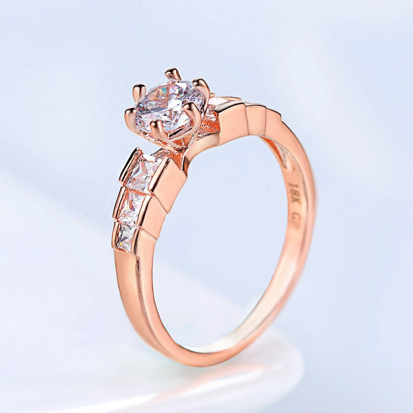 Claw Zirconia Wedding Rings for Women Rose Gold Color Engagement Promise Marriage Ring for Bridal Fashion Jewelry Wholesale R680