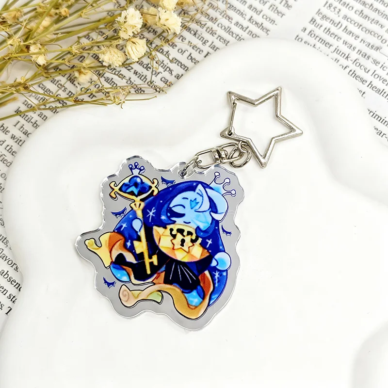 أنيمي كوكي تشغيل المملكة تأثيري مفتاح سلسلة شخصية كرتونية على ظهره قلادة سلسلة مفاتيح مصنوعة من الأكريليك مجوهرات اكسسوارات