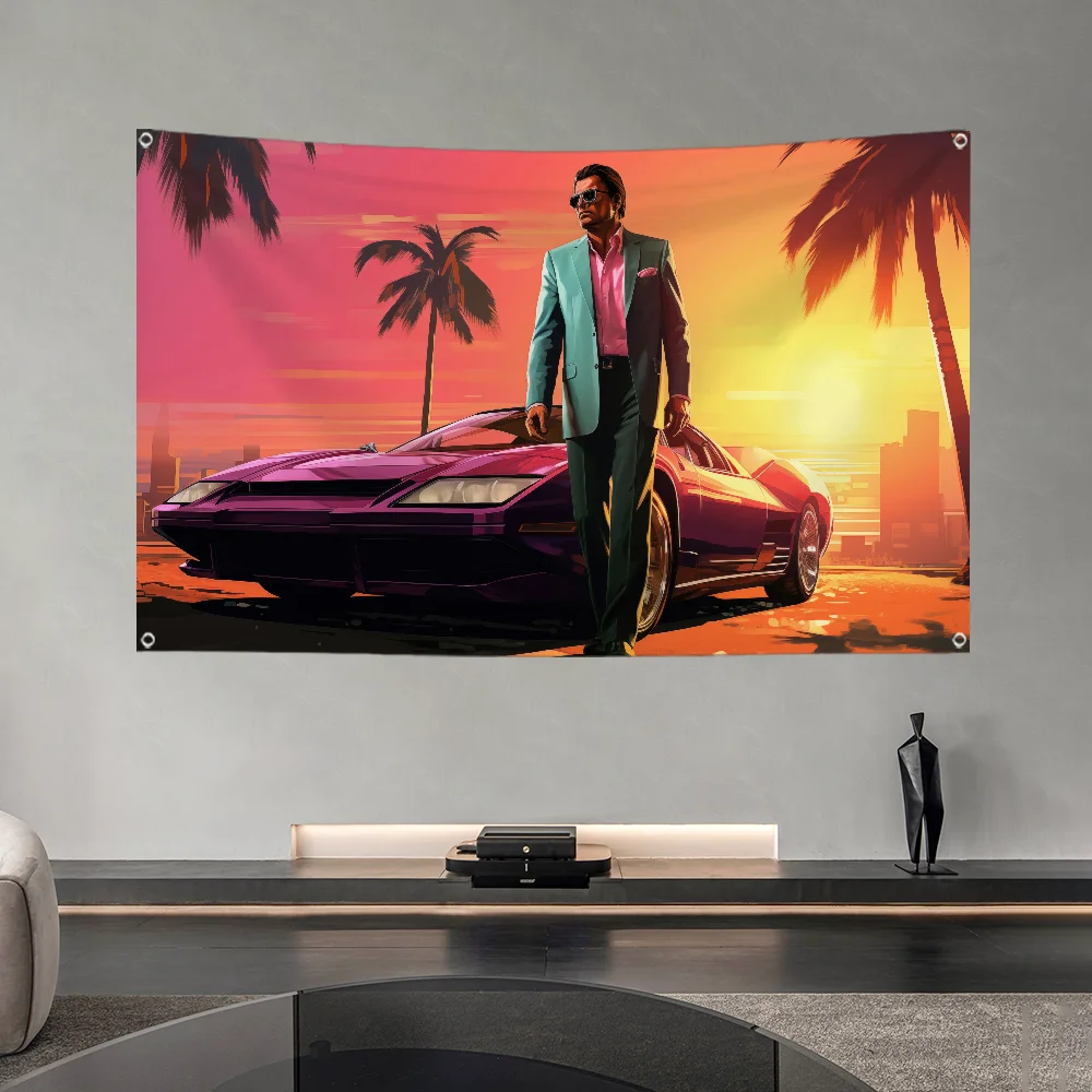 سرقة السيارات الكبرى GTA لعبة العلم متجر كبير الحجم تعزيز الفن كشك الإعلان العلم لافتات معلقة