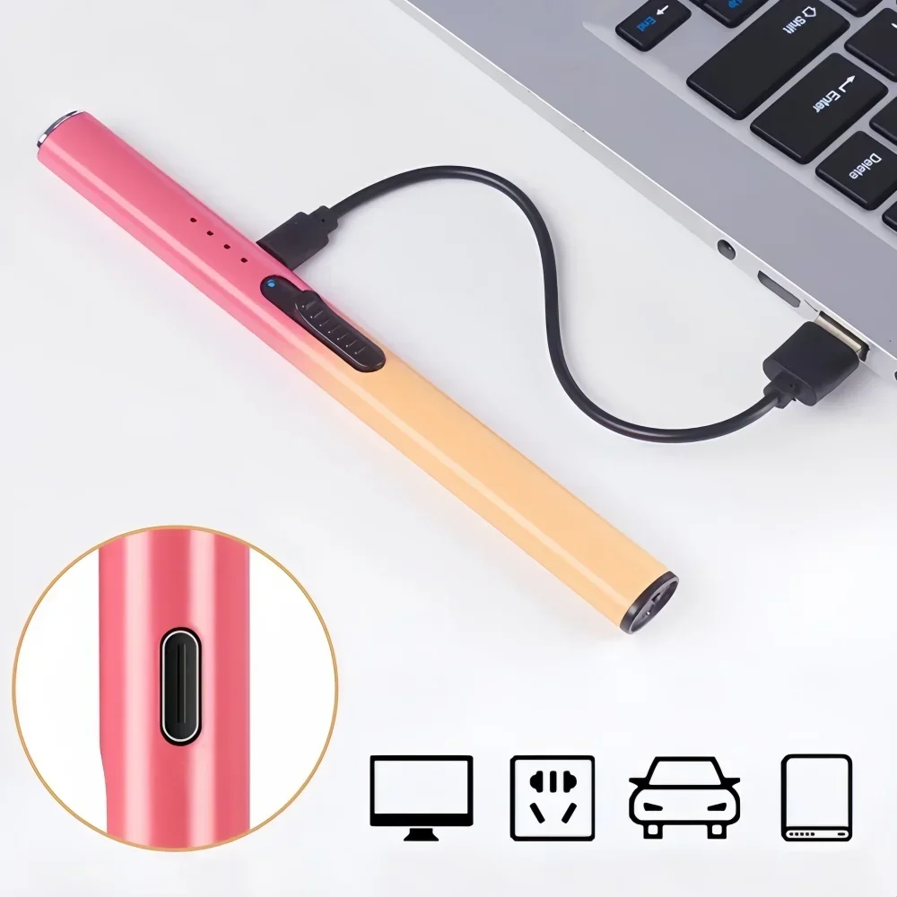 Allumeur à impulsion USB charge cuisine briquet électronique coffre-fort sans flamme nue serrure de sécurité extérieure Portable coupe-vent bougie de cuisinière