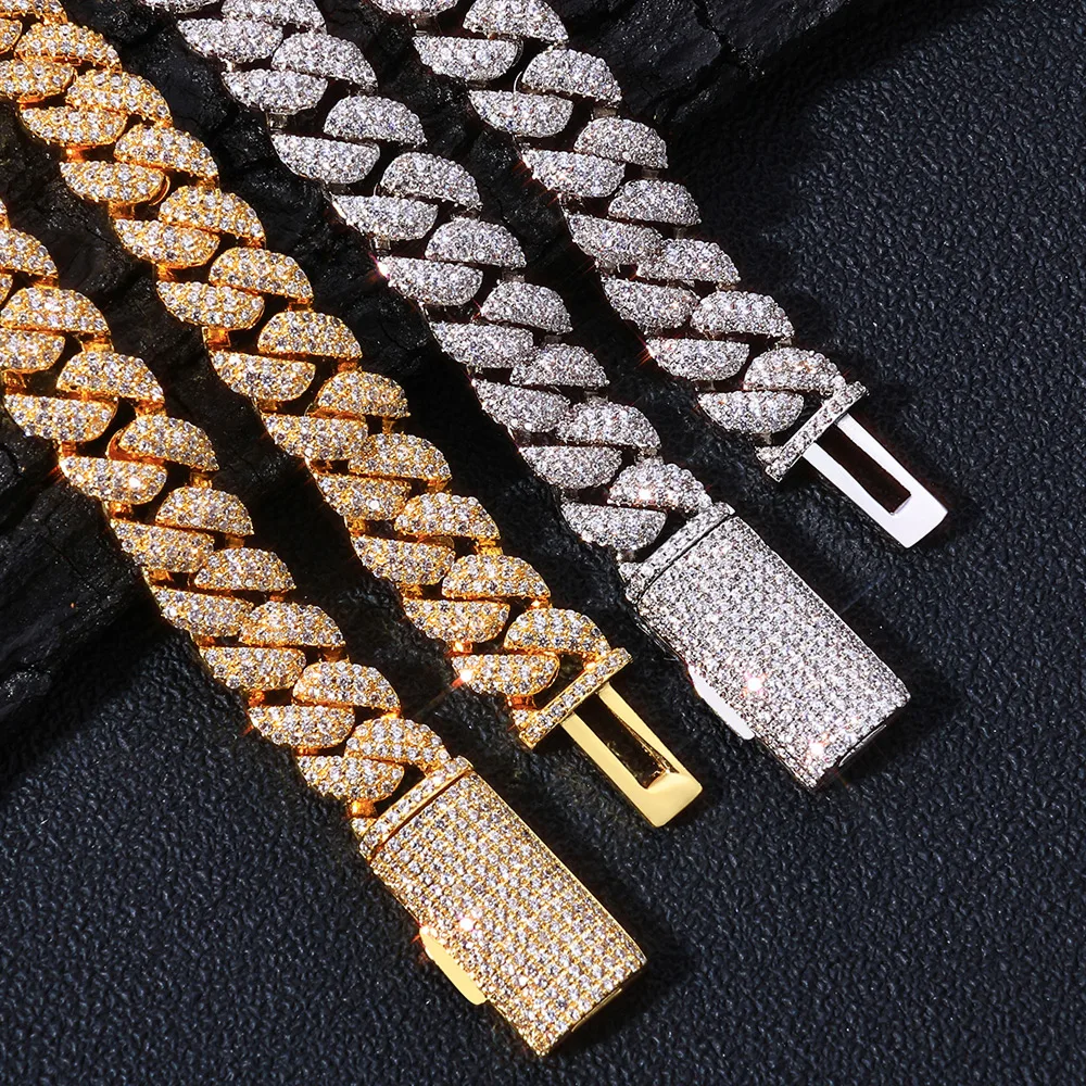 

HHIOK Hip Hop Style 10mm 3 Diamond Flip Buckle 5A Cubic Zirconia Miami Customized Fashion Men's and Women's Jewelry Bracelet