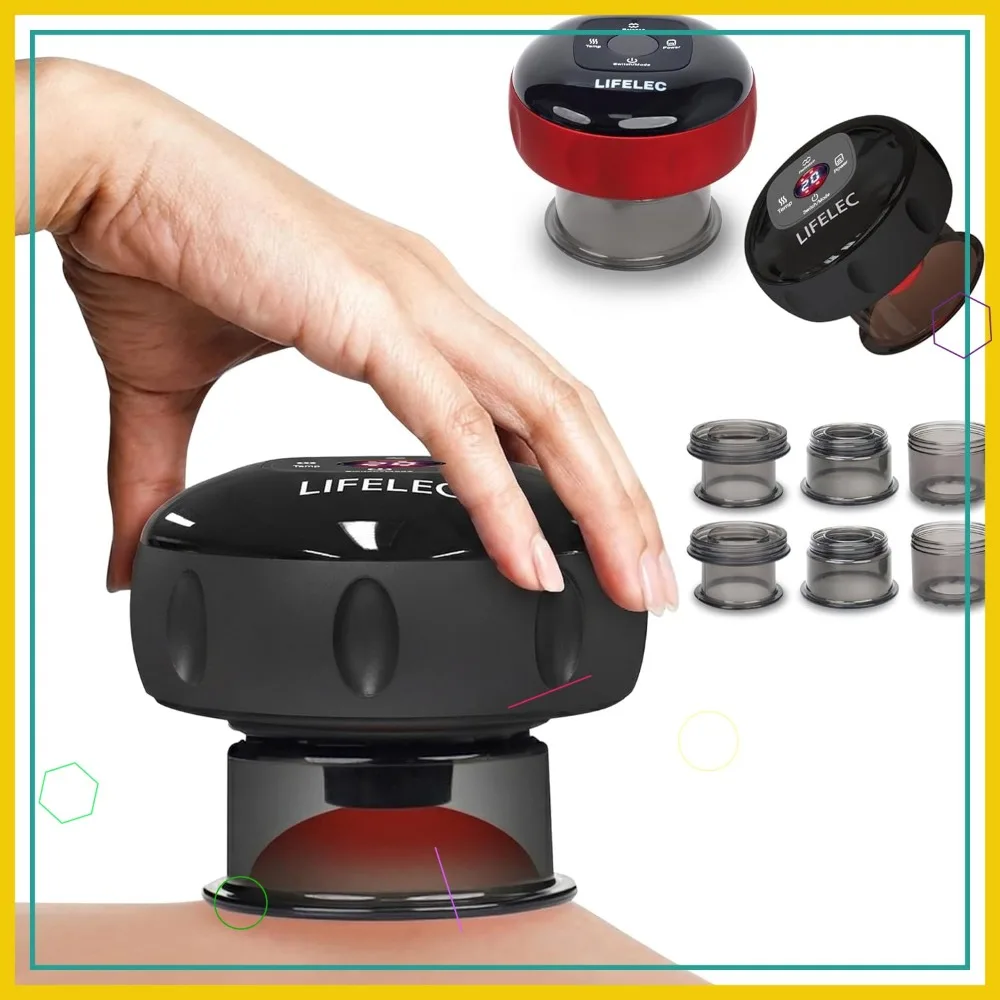 

2-in-1 Electric Cupping Massager Set: 6 Cups, 12-Level Heat & Suction, Red Light Therapy for Pain Relief & Muscle Recovery