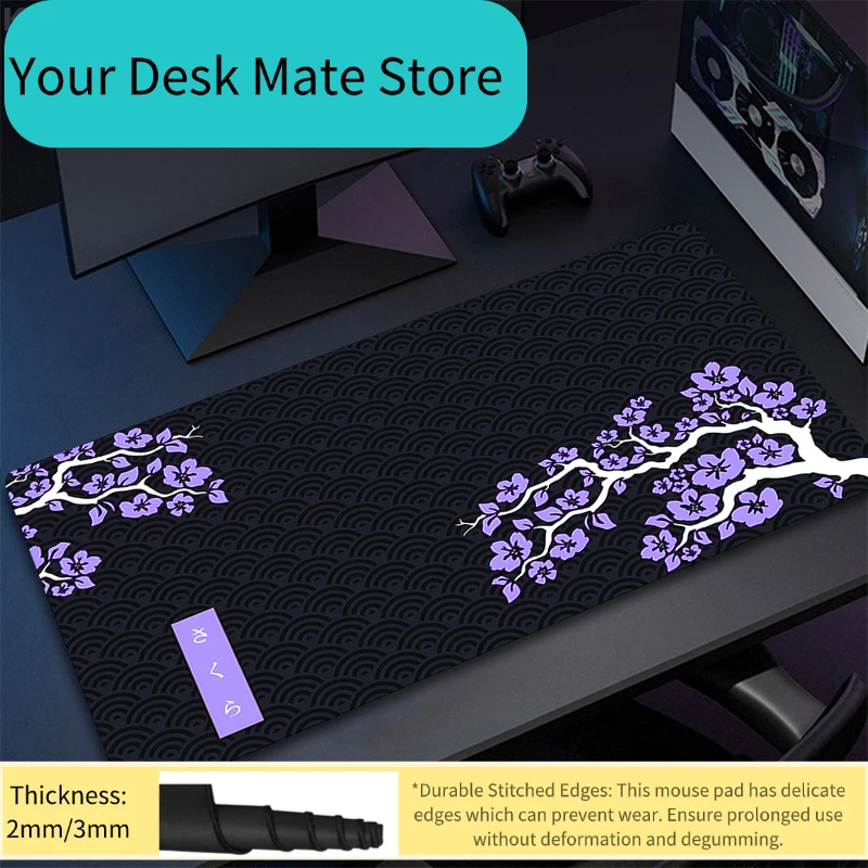 Alfombrilla de ratón Purple Sakura, alfombrillas grandes para ratón, alfombrilla para ratón de PC para jugadores, alfombrillas para ratón de oficina, alfombrilla de escritorio Kawaii, alfombrillas de goma para teclado, regalos 900x40