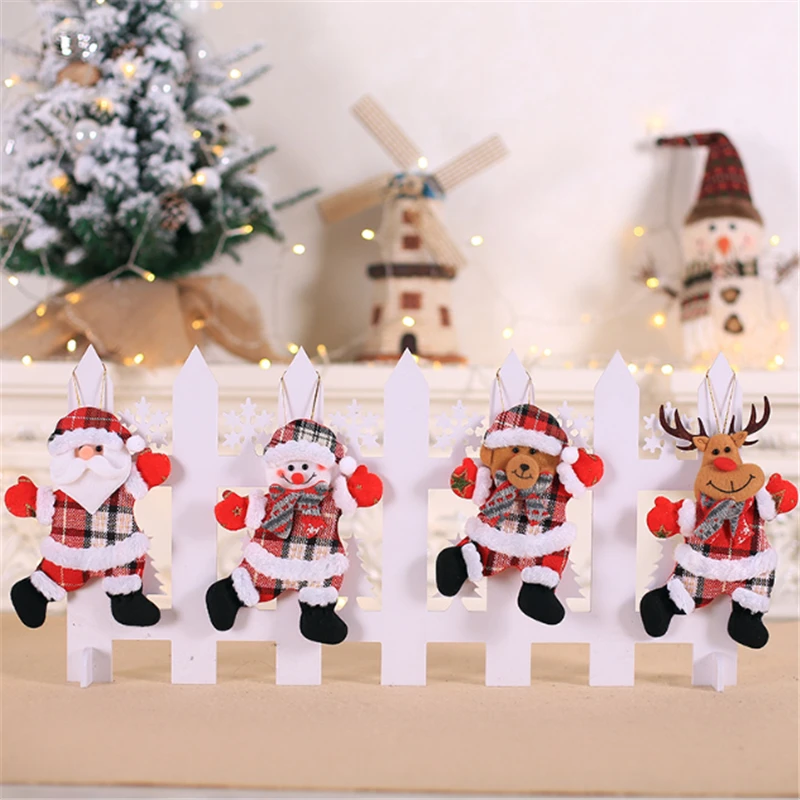 20Pcs/Lot New Creative Cloth Santa Claus Snowman Doll Charm Connectors for DIY Ornament Xmas Tree Decoration Jewelry Accessories
