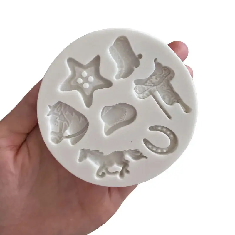 Silicone Mold cow boy horse foot hat star shoe mould sugar craft gumpaste chocolate fondant cake decorating baking tool