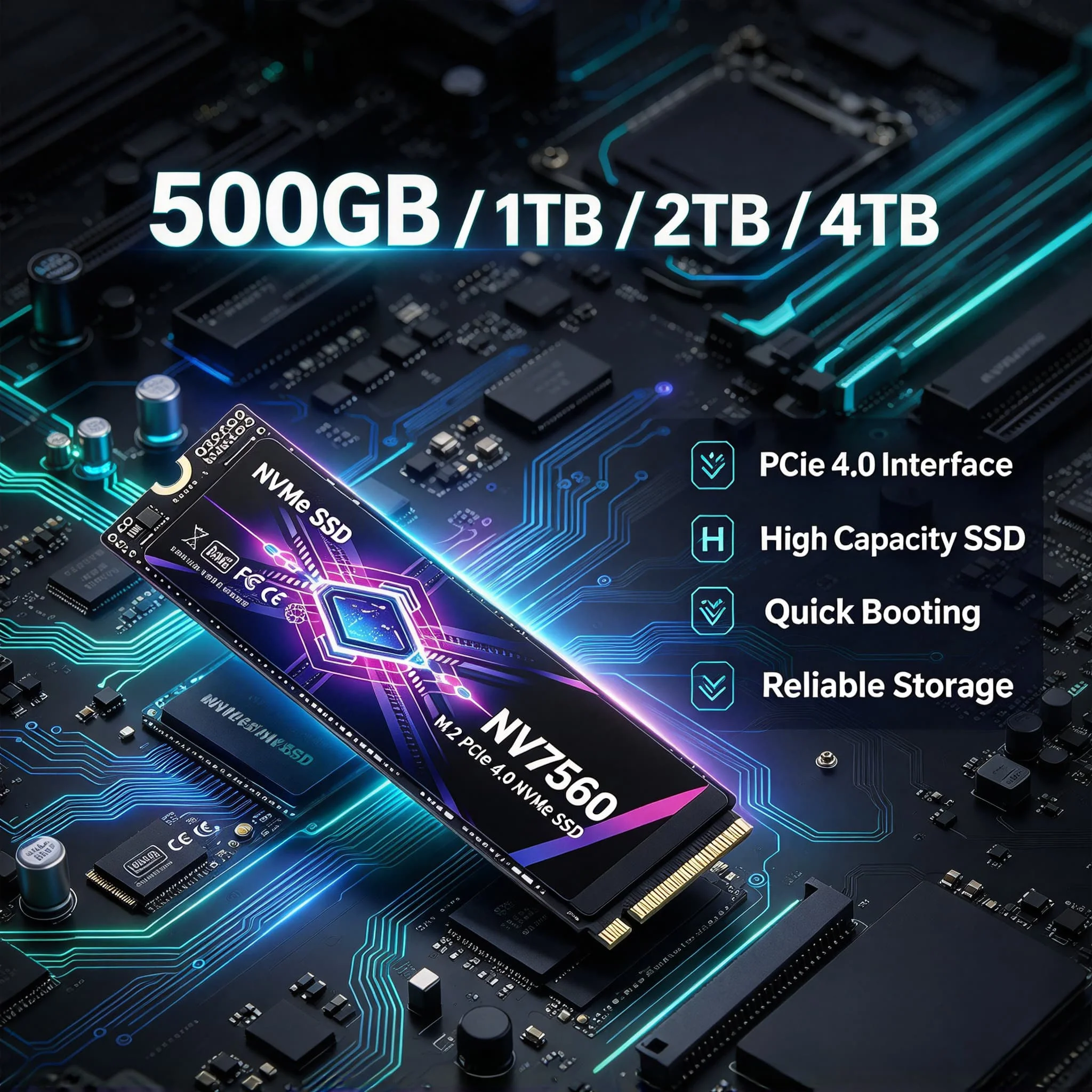 M.2 NVMe PCIe Gen4 Internal SSD NV7560 Latest Fast Read Write 500GB 1TB 2TB 4TB Solid State Disk Office Gaming PC Notebook