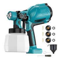 Cordless Paint Sprayer, Brushless Paint Gun with 1000ml High Capacity & 4 Nozzles, High Pressure Paint Gun（No Battery）