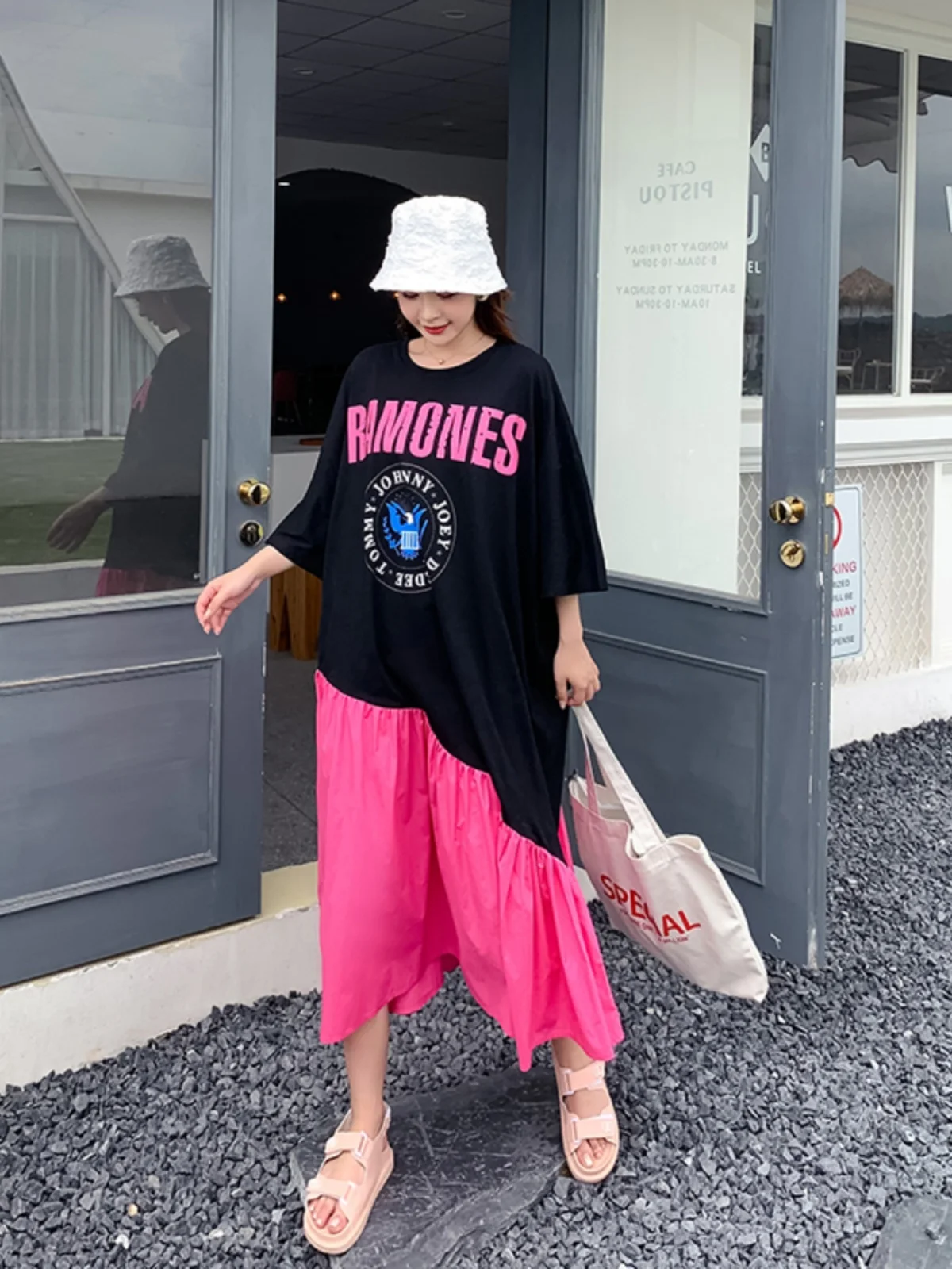 Grande taille femme Dr T-shirt Sle ventre couvrant Design été Faion coton ort Sve rond Ne couleur Dr