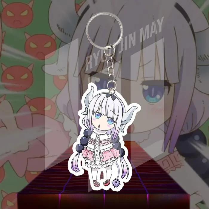 Креативный-брелок-подвеска-для-сумки-с-персонажами-аниме-Дракон-горничная-акриловые-фигурки-брелок-для-ключей-украшение