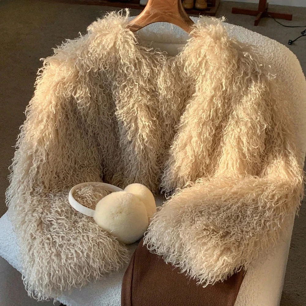 

OFTBUY Fur Coat Faux Fur Coat Solid Color Women New Style Clothing Cropped Jacket Direct From Manufacturer Fake Fur Jacket