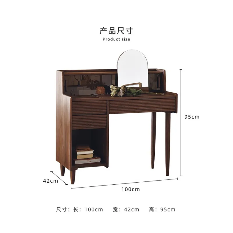 

Factory Direct 2026 Top RatedBlack walnut dresser, simple all-solid wood makeup table, bedroom multi-functional integrated makeu