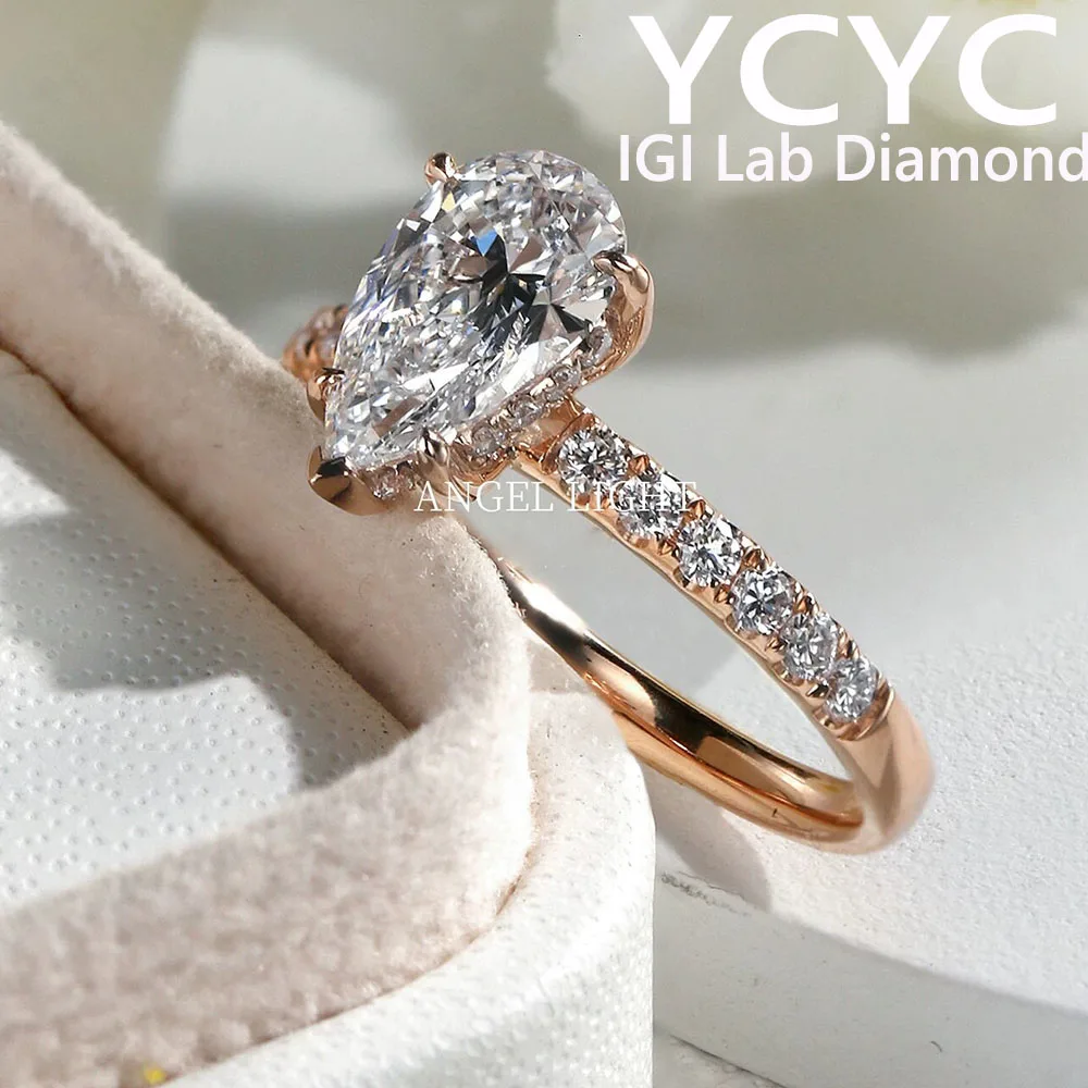 Lab Grown Diamond ring pear Cut Diamond CVD HPHT DE VS-VVS Wedding Engagement ringring