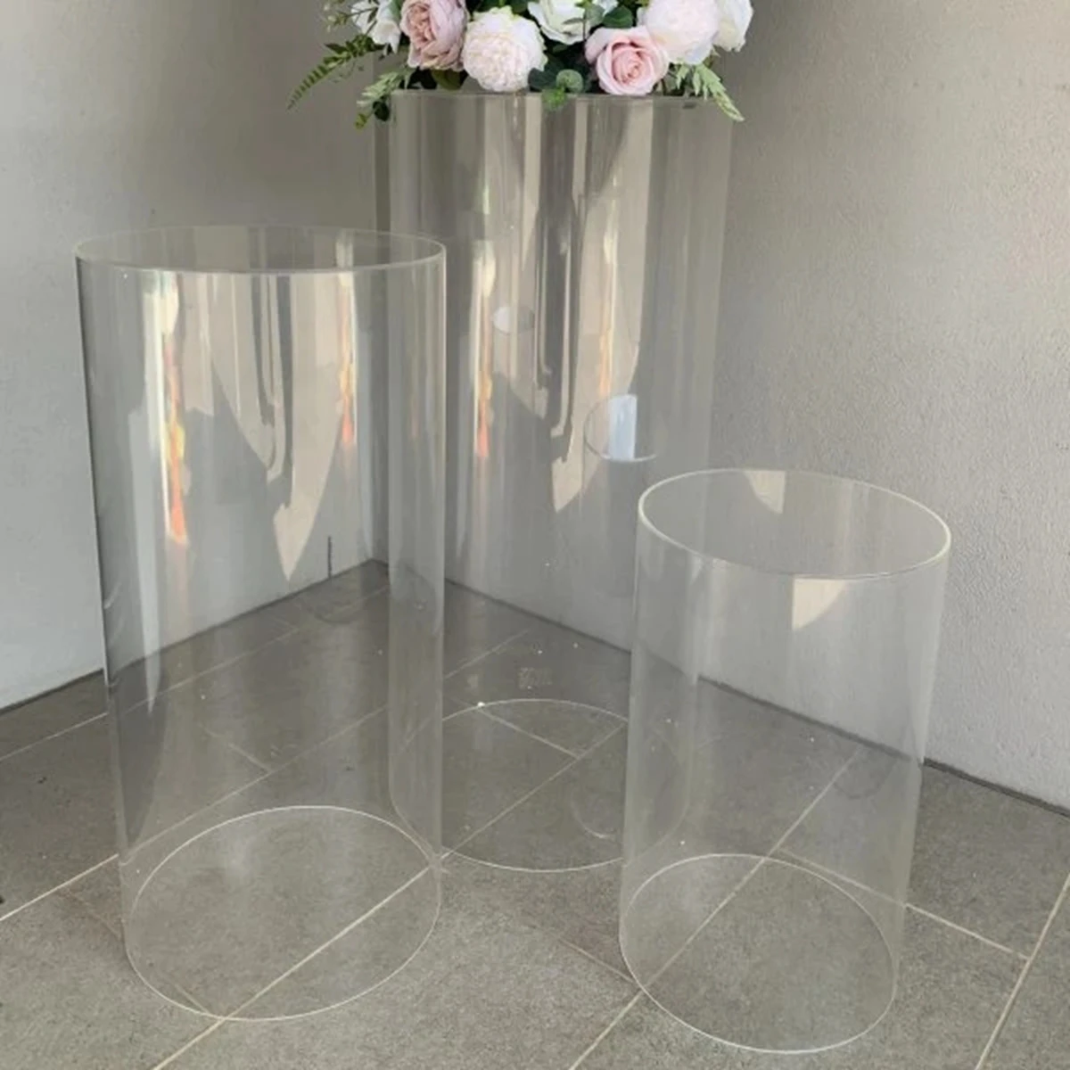 

Acrylic Cylinders Pedestal Stand Round Pillars Plinth Column Cake Dessert Stand For Party Birthday Wedding Backdrop stage dec672