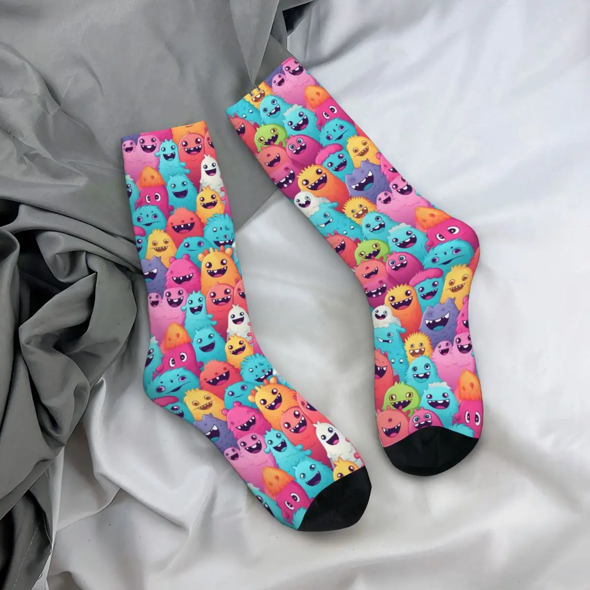 

All Seasons Crew Stockings Assorted Stacked Coloured Monster Socks Harajuku Long Socks for Men Women Valentine's Day Gifts