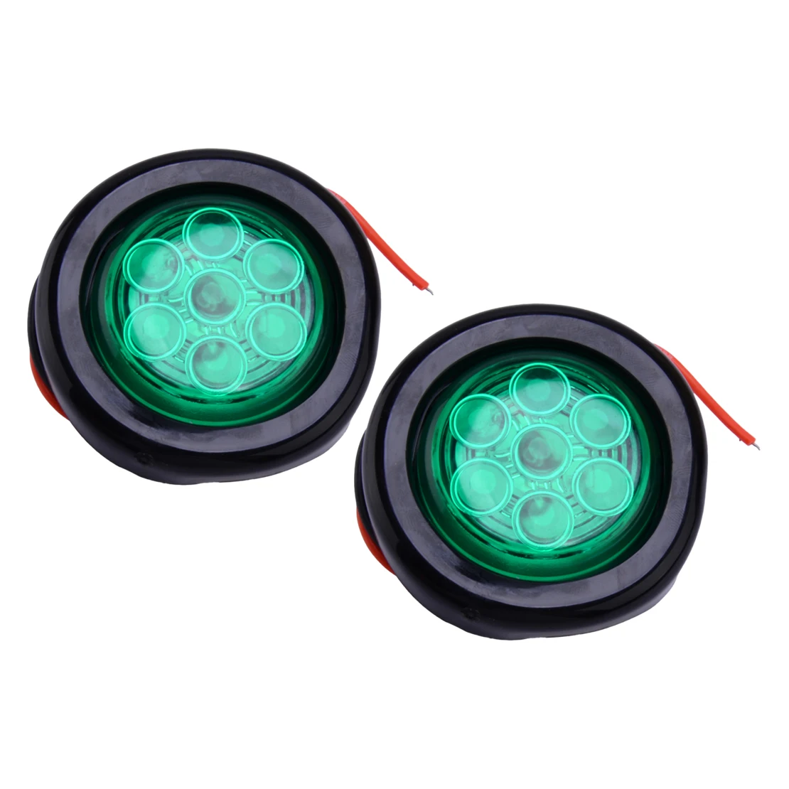 12V 2 uds verde 2 pulgadas 7-LED redondo camión remolque lámpara de posición lateral luz trasera Universal para remolque camión RV UTV caravana