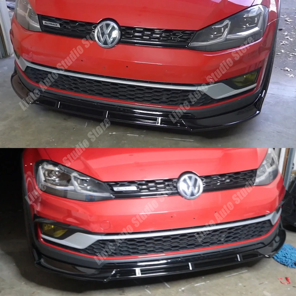 Front Bumper Splitter For Volkswagen Golf MK7 MK7.5 Alltrack TSI TDI 2014-2020 Gloss Black 3pcs Splitter Diffuser Lip Guard Kit