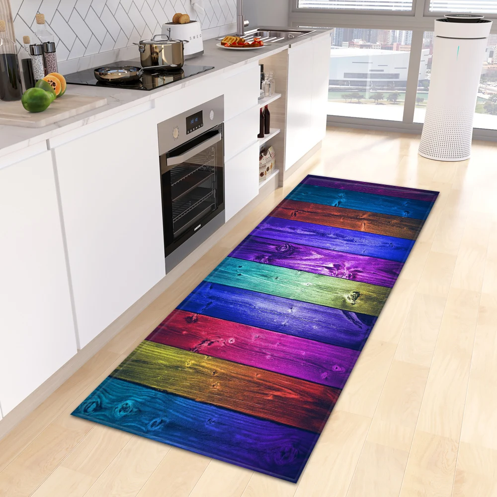 Wood Grain Kitchen Rug Bedroom Entrance Doormat Anti-Slip Living Room Floor Decor Carpet Home Bath Hallway Foot Mat Custom Made