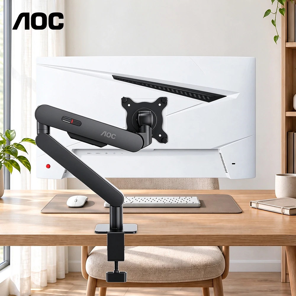 AOC AM400PLUS Premium Aluminum Single Monitor Arm Mechanical Spring Monitor Stand for 17-34 Inch PC Screens 2-9kg Load Capacity