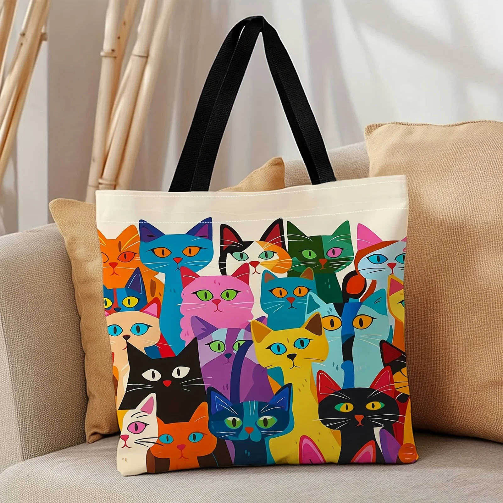 1pc PortableThemed Tote Bag Suitable for Travel Everyday Use & Gifts Cute Artwork, Casual Handbag for Women & Men