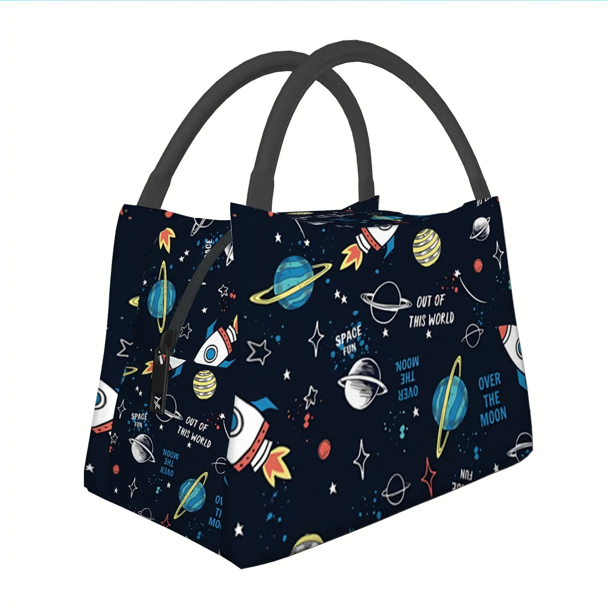 Space Adventure Lunch Bag Insulated Cooler Tote Portable Reusable Thermal Handbag for Work