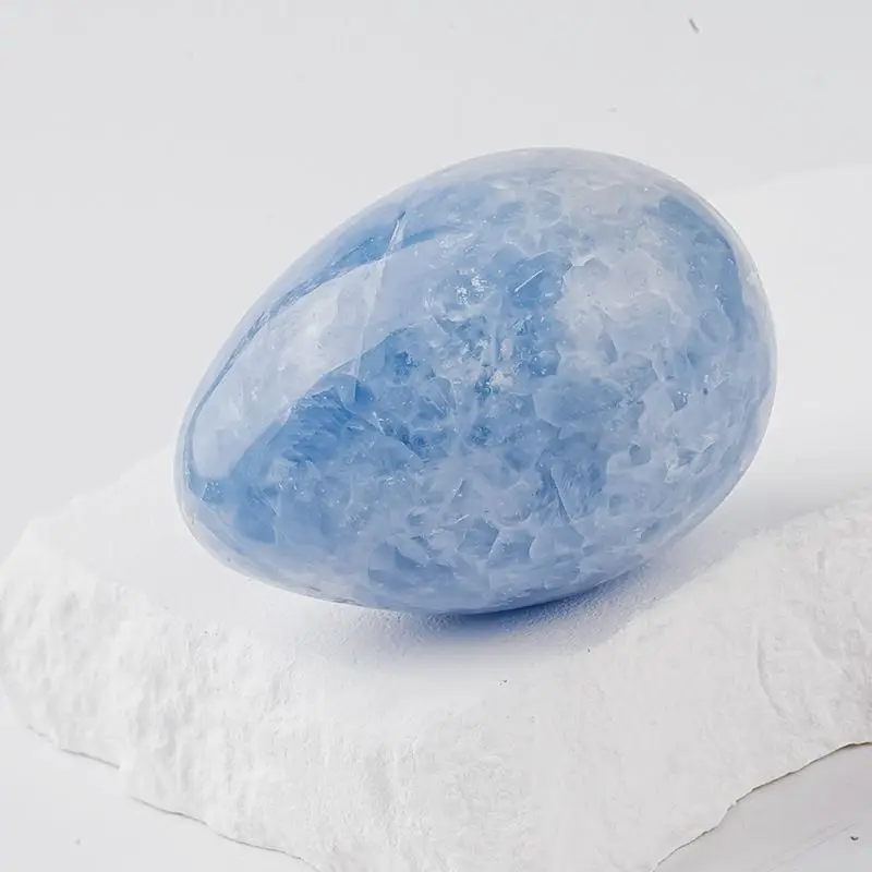 1pcs Natural Blue Celestine Egg Polished Stone Yoni Egg Crystal Healing Reiki Metaphysical Powerful Meditation +base