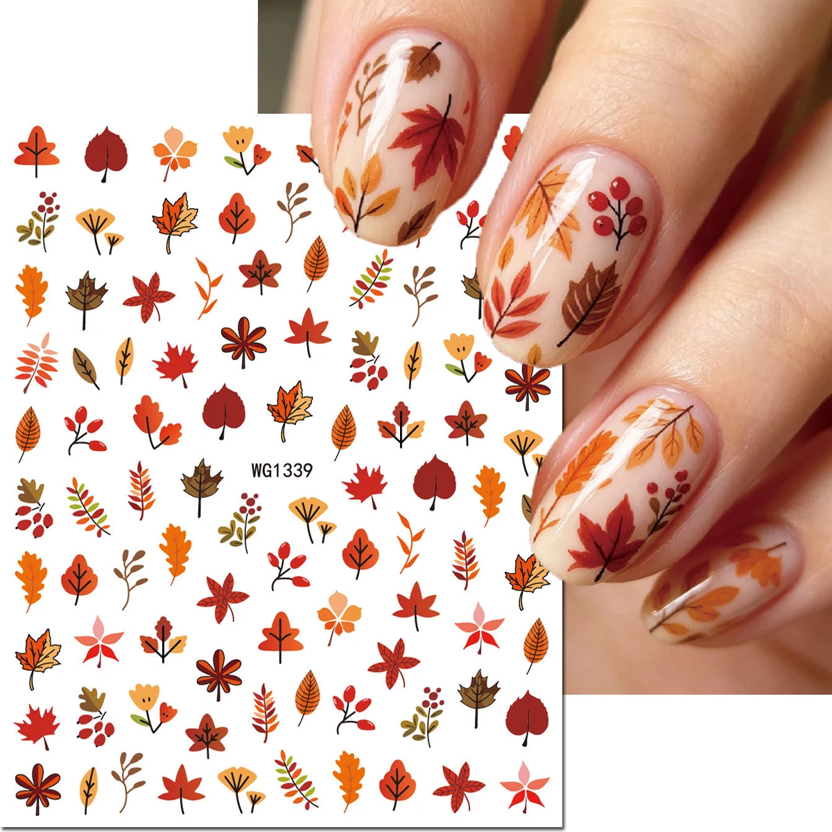 1pcs Autumn Fall Red Maples Leaf Letters 3d Nail Stickers Nail Decals For Nail Decorations Nail Tips Beauty DIY