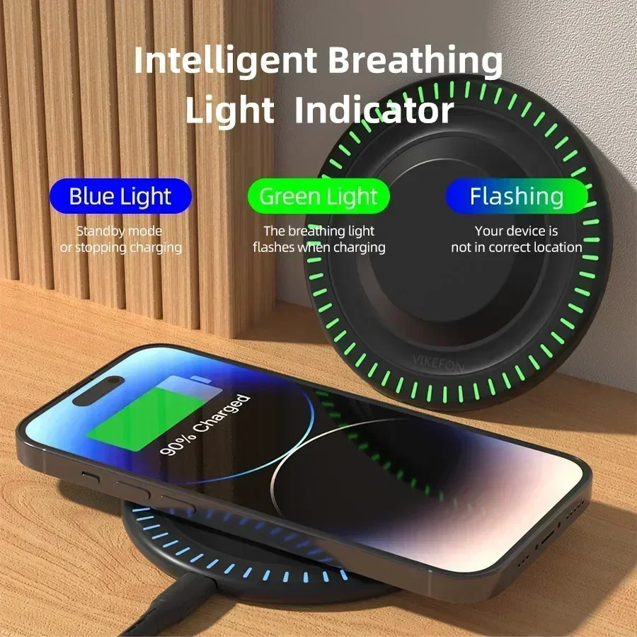 VIKEFON-لوحة شاحن لاسلكي ، شواحن هاتف ، شحن سريع التعريفي ، محطة قفص الاتهام ، حامل لهاتف iPhone 15 ، 14 ، 13 ، 12 ، samng ، xiamo ، 30W