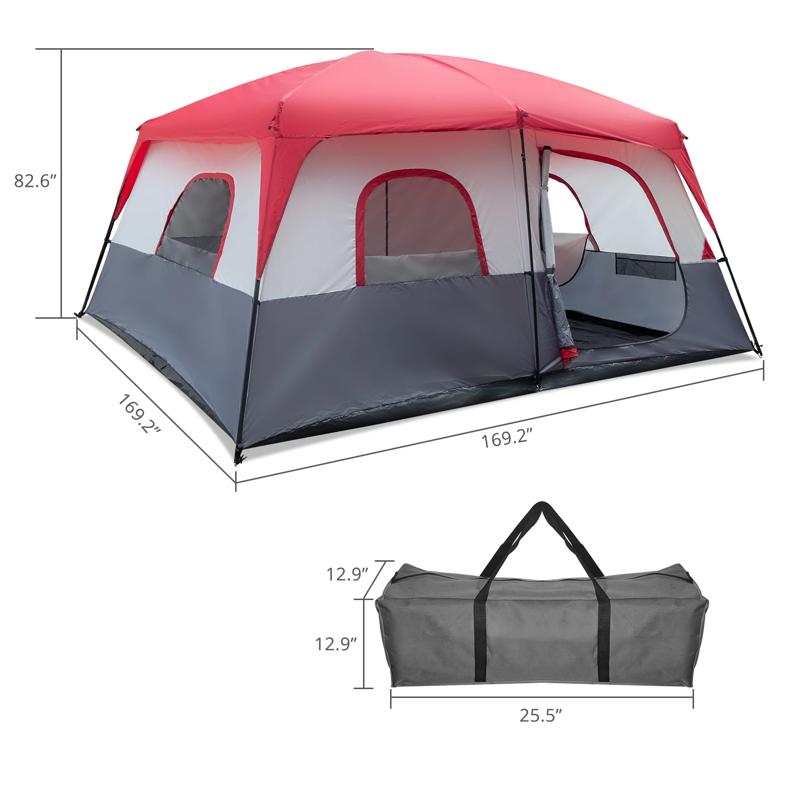 14 Person Camping Tent Large 2 Room Family Tent with Weatherproof Instant Cabin Shelter with Rainfly & Carry Bag