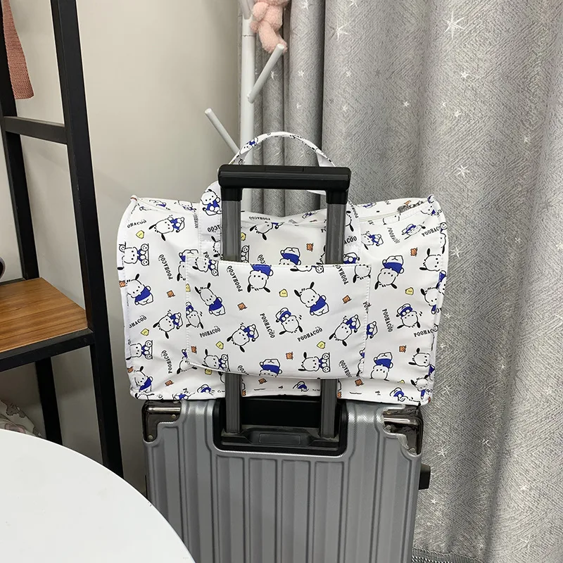 Sanrio Hello Kitty Pochacco Travel Bag Cartoon Anime Tote Luggage Bags Foldable Carry on Duffel Women Large Capacity Gym Handbag