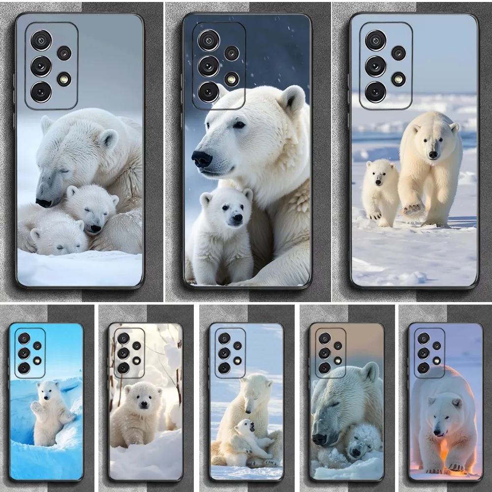 Polar Bear Phone Case For Samsung S24,23,22,30,21,10,9,Ultra,Plus,Lite,FE,Soft Silicone Black Cover