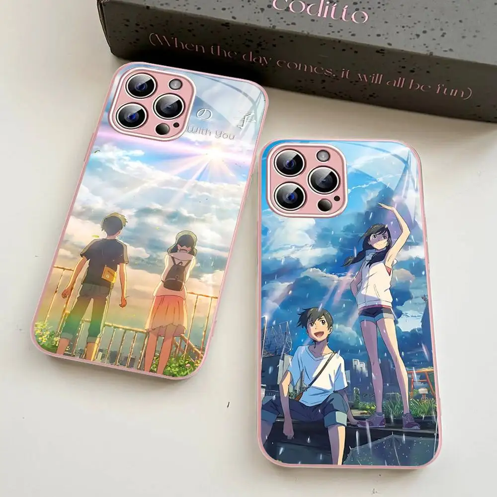 

Cartoon Weathering With You Tempered Glass For Iphone 14 13 12 11 Pro Mini XS MAX 14Plus X XS XR Fundas