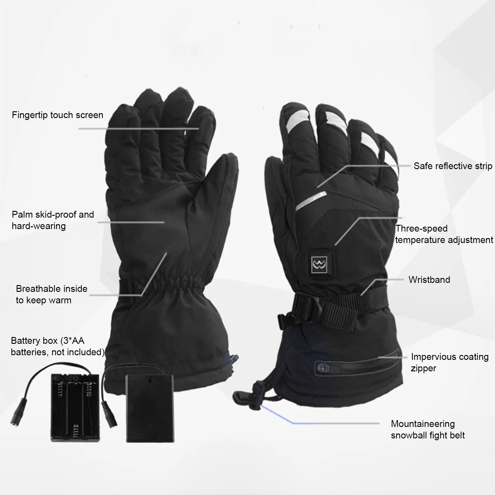 1 Pair Winter USB Hand Warmer Electric Thermal Gloves Waterproof Heated Gloves Battery Powered For Motorcycle Ski Gloves