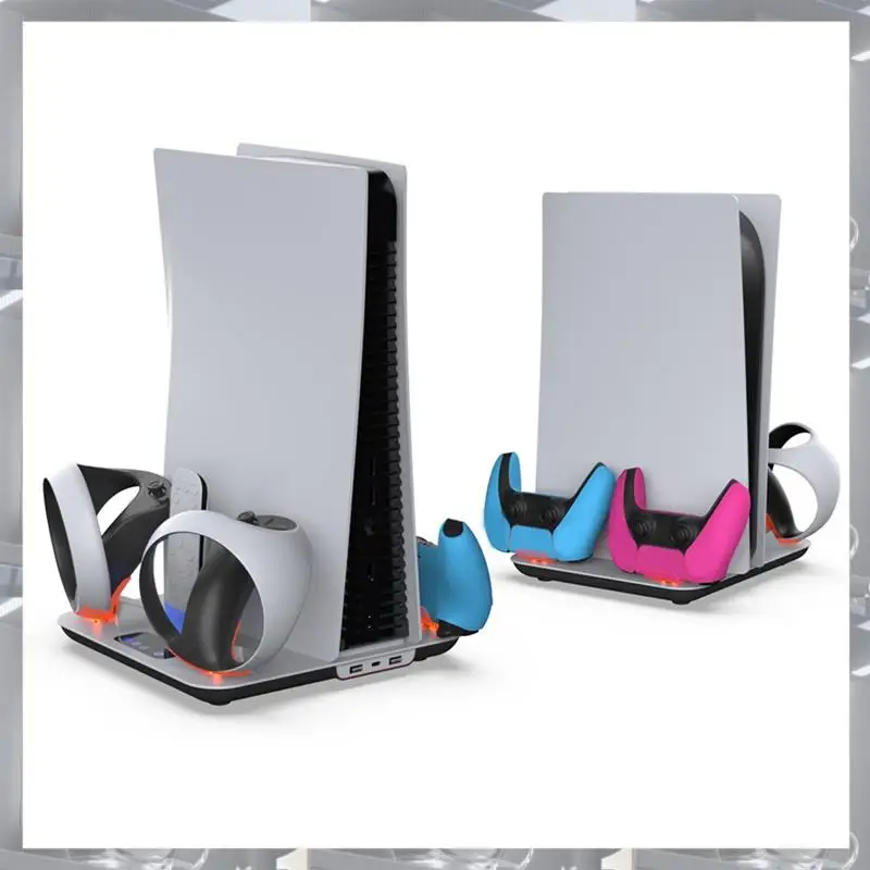 

Hot Selling-For PS5 Vertical Stand With Heat Sink Charging Dock For Ps5pro/Ps5slim/ VR2 Console,For PS5 Vertical Stand With Heat