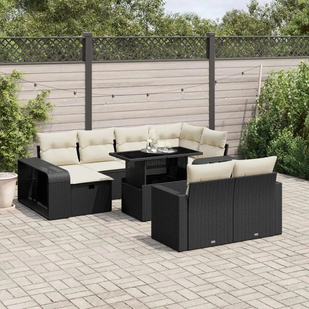 

Cozy Garden Sofa Set in Black and Cream White for Outdoor Relaxation