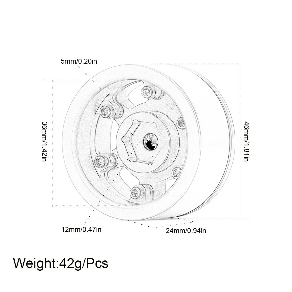 1/10 Aluminium 1.55 Beadlock Wheel Rim for RC Axial 90069 LC70 LC80 Jimny CC01 TF2 Car Accessories