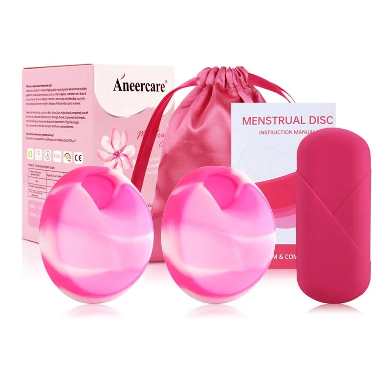 طقم أكواب للسيدات من السيليكون الناعم، ملحقات قرصية معتمدة قابلة لإعادة الاستخدام مع حقيبة تخزين، طقم رعاية صحية للنساء، النظافة الأنثوية #2