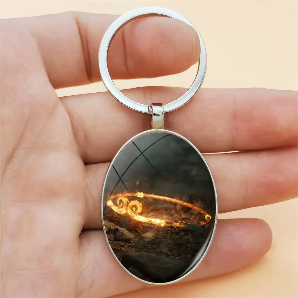 Black Myth Wukong Game Elliptical Glass Time Gem Keychain Bag Car Keychain Pendant Decorative Gift