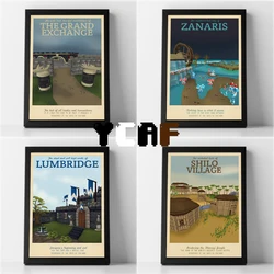 Retro Travel Poster Runescape Modern Vintage OSRS Wizard Geek Gamer Gaming Typography Print Runescape Canvas Aesthetic Wall Art