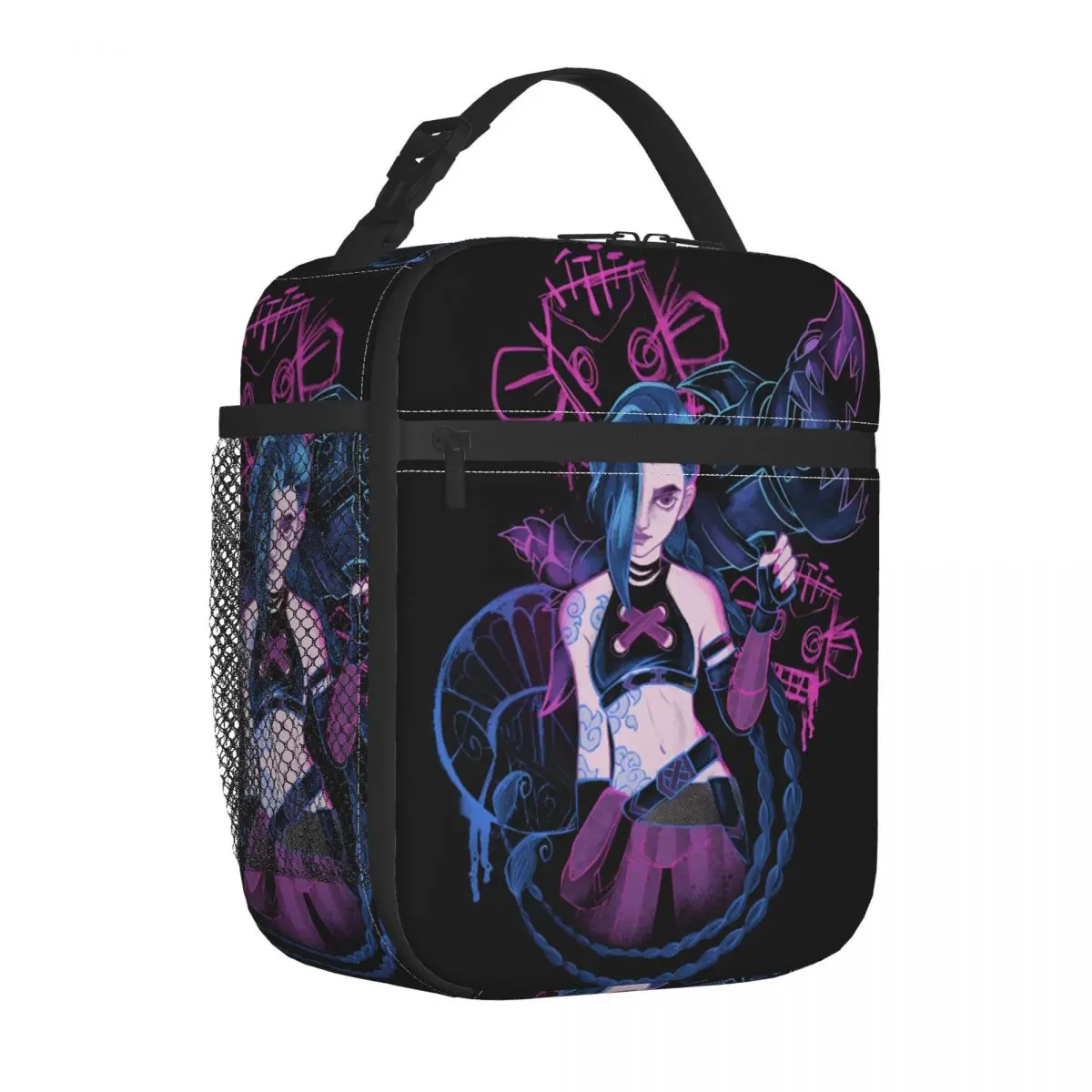 Arcane League Anime Insulated Lunch Bags High Capacity Jinx Reusable Thermal Bag Tote Lunch Box Work Outdoor Bento Pouch