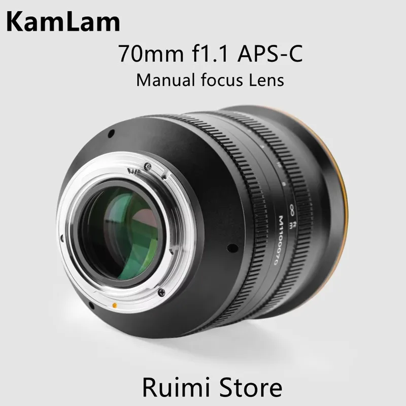 Kamlan APS-C 70mm f1.1 lente de apertura grande de enfoque Manual para cámaras sin espejo Canon EOS-M/Sony E/Fuji X/M43