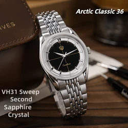 Watchdives WD1954 36mm VH31 Sweep Quartz Watch Sapphire Crystal 316L Steel 100M Water Resistant BGW9 Lume Men Watch