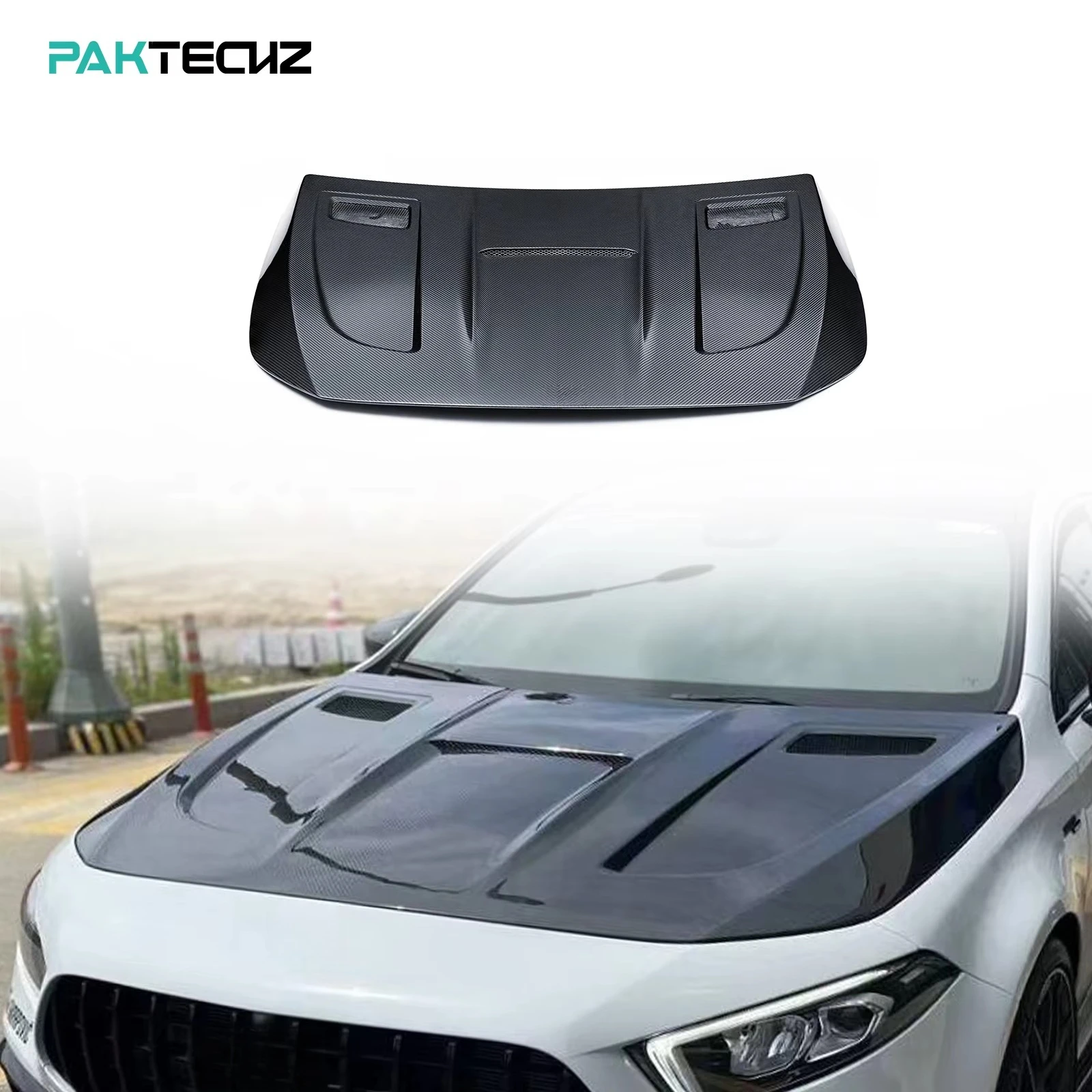 Paktechz Prepreg Dry Carbon Fiber Body Kit Engine Hood for Mercedes Benz W177 a Class A35 A45s Hatchback Sedan