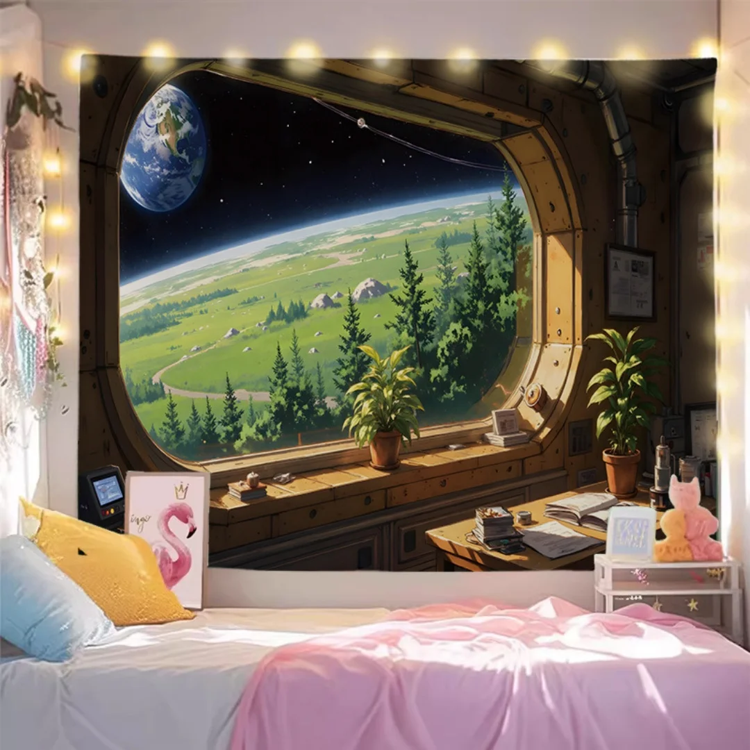 Heilraum-Wandteppich, Hintergrund, Wandstoff für Schlafzimmer, Dekor, Wohnheim, zum Aufhängen und Live-Stream-Hintergrund, ästhetische Kunst