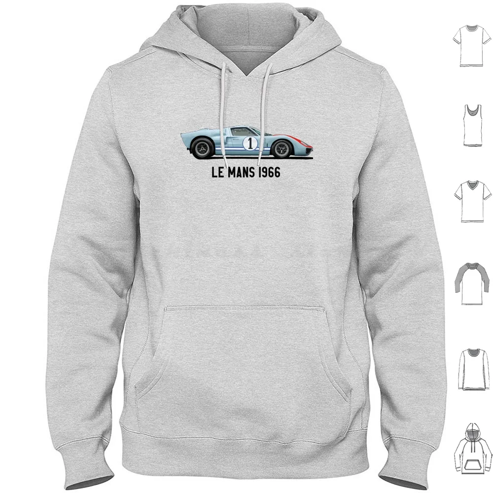 Gt40 1966 هوديي قطن كم طويل Gt 40 1966 شيلبي شيلبي Gt40 سباق Clssic سباق لو مان V 24 ساعة سباق عتيق