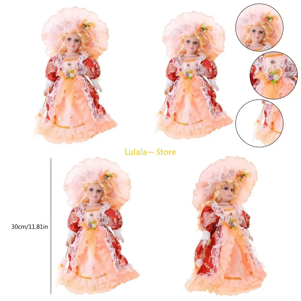 

Y4QA Collectible Doll Porcelain Doll Ceramic Female Doll Reborns Housewarming Gift