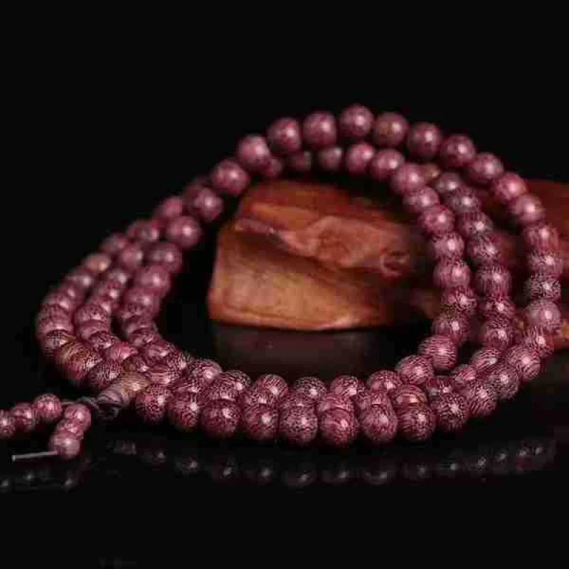 

Premium Brazilian Violet Bead Bracelet, Natural Purple Rose, 108 Beads, Unisex, Jewelry Gift