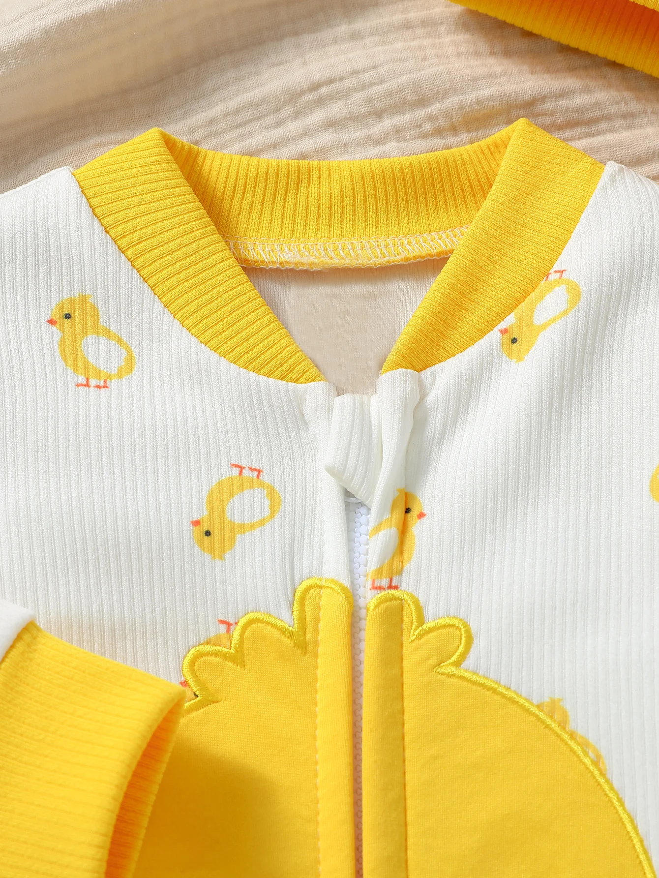 Baby Boys/girls Cute Long Sleeve Zipper Jumpsuit Duck Hat 2 Pieces For Fall/Winter 1-2Y Casual Daily Wear Clothes