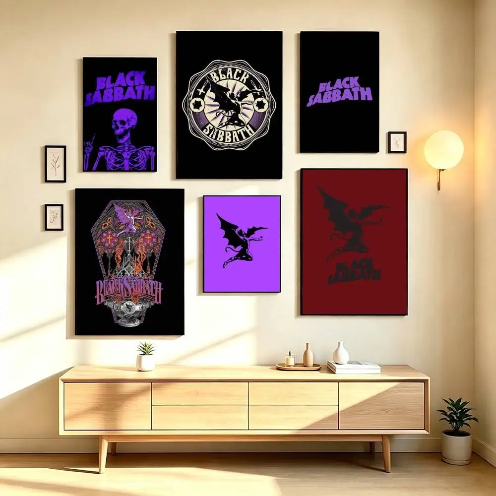 B-Black Sabbath Metal Band Poster High Quality Dorm Living Room Aesthetic Wall Decoration Painting Stickers Gift