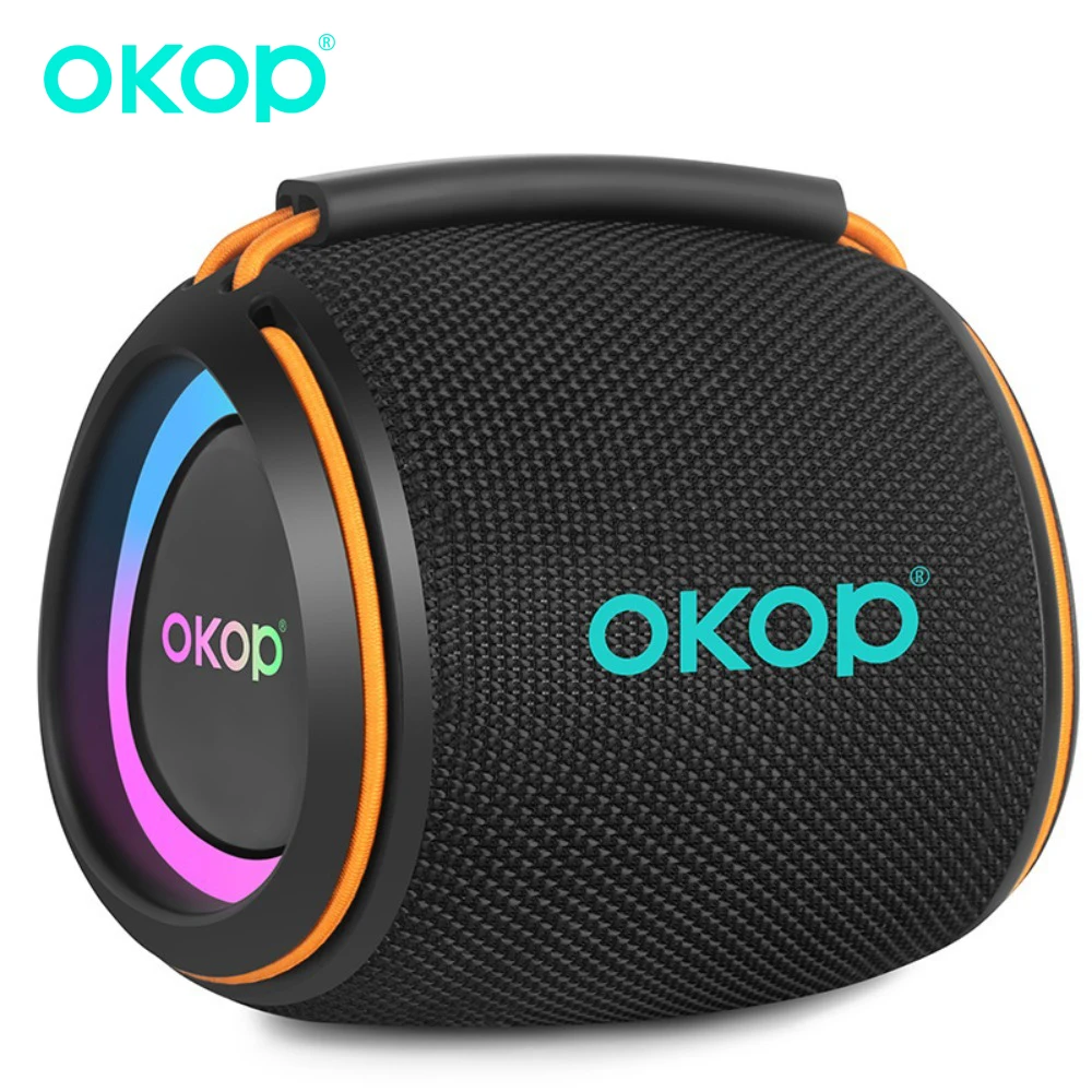 OKOP 블루투스 스피커, 휴대용 스피커, 선명한 음질 서브우퍼 카이샤 데 솜 심비오시스 스피커 RGB 컬러풀 라이트